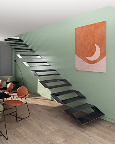 CHYRKA® Schwebetreppe Kragarmtreppe Stahltreppe 2in1 Stufen Modern Treppenrahmen Stahl-Treppe 80cm - Rechts (STR02.080.C01, Industrial)
