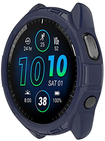 xhKJO Silicone Cover compatibile con Garmin Forerunner 965 Custodia, Morbida TPU Protettivo Case Skins Copertura Resistente Shell,Watch Shell per Garmin Forerunner 965 Watch Accessories (blu)