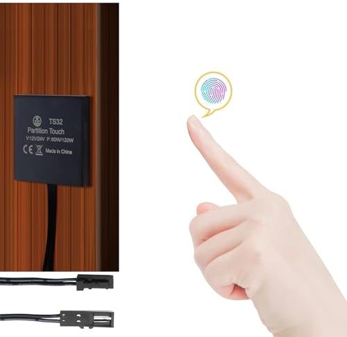 VST Interruttore dimmer nascosto, interruttore dimmer touch per luci LED Smart Home, legno penetrabile, pietra, vetro e materiale non metallico, senza fori, con porte JST maschio e femmina (DC 12 V 3