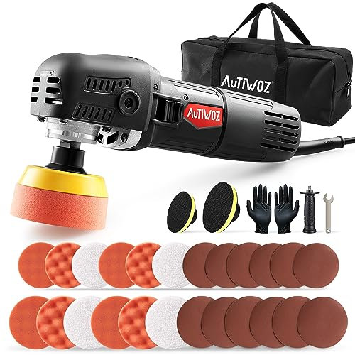 AUTIWOZ Rotary Car Polisher Buffer Sander Detailing Polish Kit 3 4 Mini Polishing Machine Variable 6 Speed with Polishing Pads for Car Motorcycle Detailing Buffing Sanding Polish Scratch Repairing