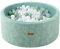 Dodozen Bällebad 100X40cm/200 Bälle ∅ 7Cm Bällepool Für Babys Kinder Rund,Superweicher Samt,Abnehmbar und waschbar,Salbei:Weiß/Transparent/Grün