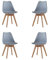 EGOONM Juego de 4 Sillas de Comedor, Sillas de Cocina con Cojín Acolchado de Lino, Nordicas Sillas para Cocina, Oficina, Sala de Estar (Gris-GZ)