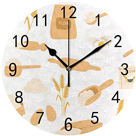 Orologio da parete per soggiorno decorazione farina di grano stile piatto appeso rotondo orologi da scrivania bagno cucina ufficio