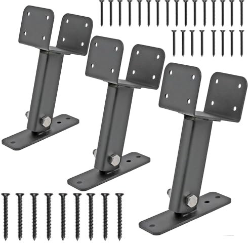 AiMaKoDo Lot de 3 supports de toit à angle réglable, supports de pergola, selle de montage en acier inoxydable robuste, noir robuste, pergola et support pour poutres en bois de 4 x 4 et 4 x 6