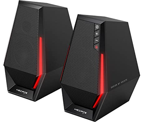 HECATE G1500 Desktop Gaming Speakers Pro 2.0, Bluetooth v5.3, RGB Lighting, 10W RMS, 2.5″ Full-Range Drivers, Game/Music/Movie Modes, USB & 3.5mm AUX Inputs, Black