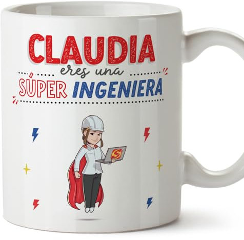 MUGFFINS Tazas Personalizadas para INGENIERA mujer - En Español - ¡Eres Súper! - 11 oz / 330 ml - Regalo Personalizable original y divertido