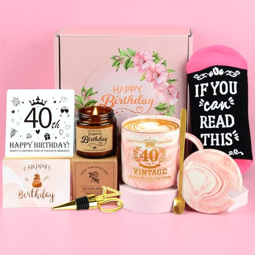 Regalo Mujer 40 Años, Regalo Cumpleaños Mujer 40 Años, Regalo 40 Años Mujer, Regalo Madre 40 Años, Regalos Originales para Mujer Cumpleaños 40 Años, Tazas Set Regalo Mujer Amiga Hermana 40