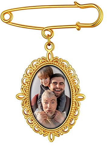 Supcare Mädchen Broschennadeln mit Foto Oval Anhänger Gold Brosche Anstecknadeln Custom Bilder Anstecker Charme Photo DIY Kragennadel Pins Clip Zubehör Modeschmuck für Jahrestag Bräutigam