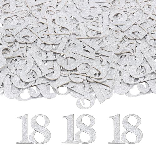 GoldRock Konfetti 18 Geburtstag Deko Groß 3,1x2,6cm, 100 Stk Tischdeko Silber Deko 18. Geburtstag Junge Mädchen,Streudeko 18. Geburtstag Deko Tisch,Streudeko zum 18 Jubiläum,Geburtstagsdeko 18 Jahre
