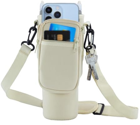 Vordpe Bolsa de transporte para Stanley Cup 40 oz, bolsa de transporte para botella de agua con compartimento para teléfono móvil, correa ajustable, asa de transporte, para viajes, senderismo, correr,