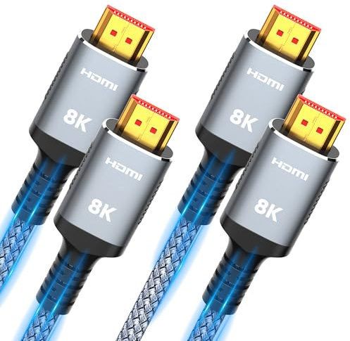 SNOWKIDS 8K HDMI 2.1 Kabel 2Meter 2 Stück, 48Gbps Ultra High Speed Silber | 8K@60Hz HDMI Kabel 4K@120Hz 7680P, für PS5 Konsole, DTS: X, HDCP 2.2&2.3, HDR 10, eARC, Kompatibel mit PS5/4/3 X-BOX HDTV, PC