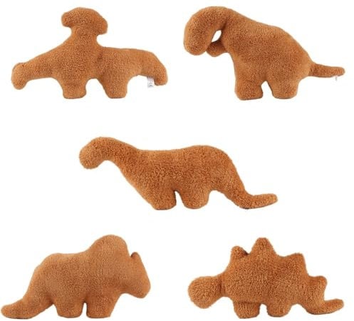 KUKUShining Dino Nugget Plüsch Kissen, Chicken Nuggets Kuscheltier Dinosaurier Stofftier Kissen Plüschtiere Puppe for Kinder Jungen Mädchen(5pcs)