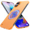 GRECAZO Magnetic Slim Case Fit for iPhone 16 Phone Case 6.1(2024) Ultra-Thin Lightweight Durable Frameless Matte Hard for MagSafe Cover Case with Pull Ring Shockproof Non Slip Rope-Orange