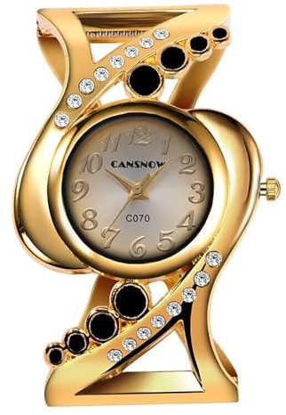 Spangenuhr Damen – Modische Damenuhr Gold | Armbanduhren Damen | Damenuhren | Frauen Uhren | Damenuhr Gold | Uhr Gold Damen | Goldene Uhr Damen | Damen Uhr Gold | Uhr Damen Gold (Gold-Schwarz)
