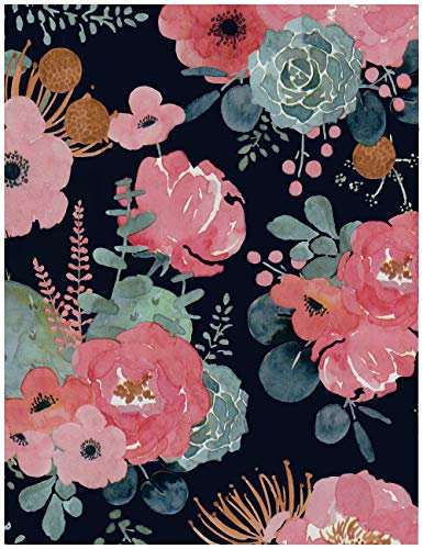 ICYEHAO Papier Peint Fleur Noir et Rose, 44 x 500cm, Adhésif pour Meuble avec Motif Floral et Feuilles Vertes - pour Chambre, Cuisine, Salon, Arche, Salle de Bain