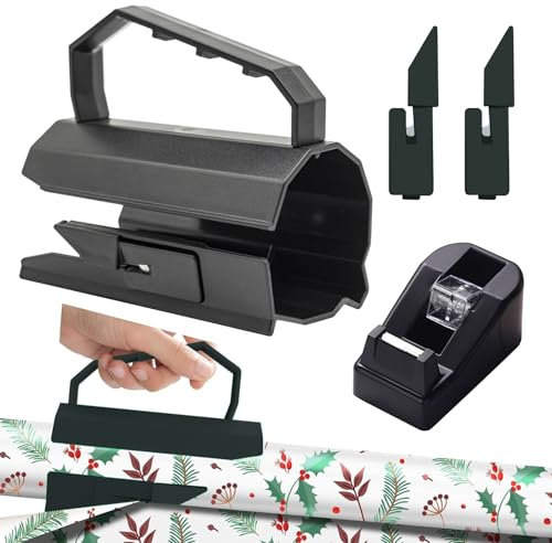 Wondora 4 PcsWrapping Paper Cutter Wrapping Paper Roll Cutter With Handle Wrap Roll Cutter Tool Wrapping Paper Cutter, With Tape Cutter Suitable For Christmas Halloween Crafts Gift Wrapping