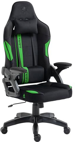 KRAKEN CHAIRS Sedia da gaming in tessuto – nero e verde – Sedia da ufficio – Ergonomica Computer Sedia Gamer – Portata 130 kg – Sedia da gaming – Sedia da gioco – Sedia per PC