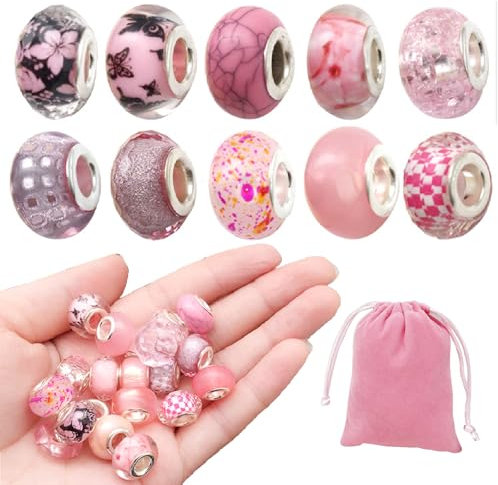 MaNeaz 10 Stücks Armbänder Charms Armband Anhänger Charm Armband Charms Armband Anhänger Mit Rosa Samtbeutel Für Pandora-Armbänder Geburtstagsgeschenke