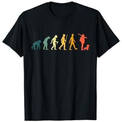 Jäger mit Dackel Evolution Jagen Retro Teckel Jagdhund Jagen T-Shirt