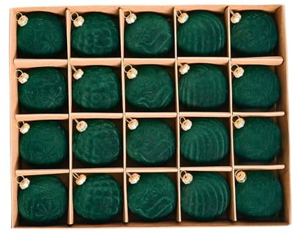 20 Stück Weihnachtskugeln Samt Grün, Christbaumkugeln Kunststoff 6cm, Weihnachtskugeln zum Aufhängen Weihnachtsbaumschmuck, Christbaumschmuck Beflockte Kugeln für Weihnachtsbaum Weihnachten Deko