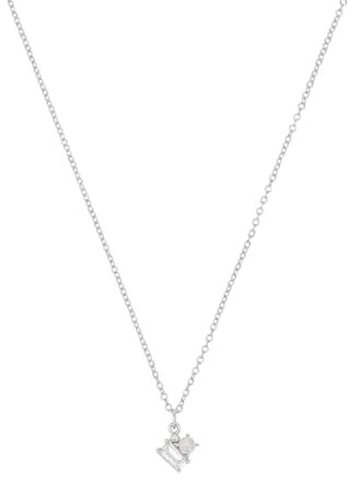 s.Oliver Kette mit Anhänger 925 Sterling Silber Damen Halsschmuck, mit Zirkonia synth., mit Muschelkernperle, 42+3 cm, Weiß, Kommt in Schmuck Geschenk Box, 2039696