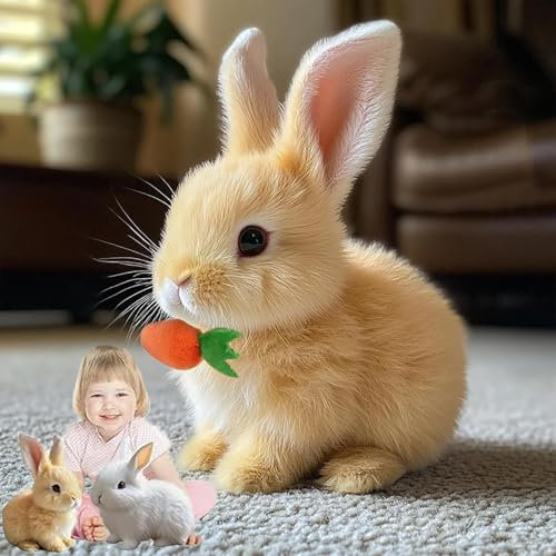 Byffoer Lapin rebondissant, jouet électronique interactif en peluche pour animal de compagnie avec sons mouvements vacillants lapins doudous lapin de Pâques peluche