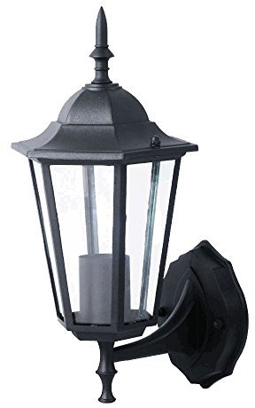 Außenwandleuchte schwarz Laterne Haustürleuchte Gartenlampe, Aluminium Glas, BxH 17x36 cm