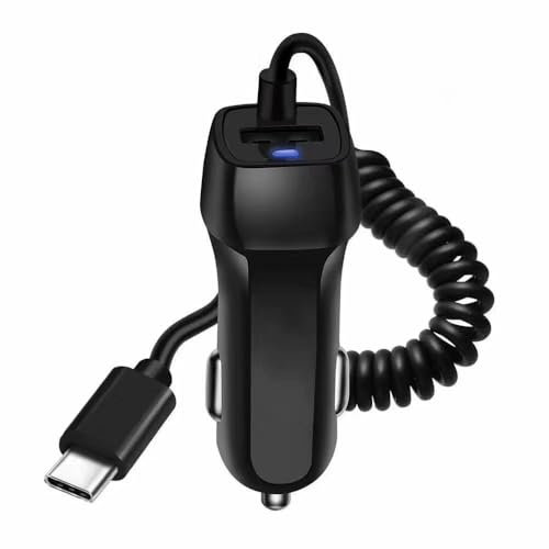 Allume Cigare Rapide USB C per Samsung Galaxy S24 S23 S22, 15W Chargeur Voiture per Huawei Mate 70 60 Xiaomi Redmi Note 13 12 11 Pro, 2 Porta Charger Telephone Voiture avec 1M Câble Ressort
