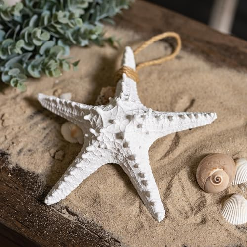künstlicher Seestern Hänger 22 x 22cm weiß Meeresdeko Mediterran Tisch-Deko Maritim Starfish