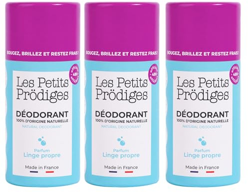 LES PETITS PRODIGES Deodorant für saubere Wäsche, 48 Stunden Wirkung, empfindliche Haut, 100 % natürlich, für alle Hauttypen, ohne Alkohol, Konservierungsmittel, Aluminium, Parabene, hergestellt in
