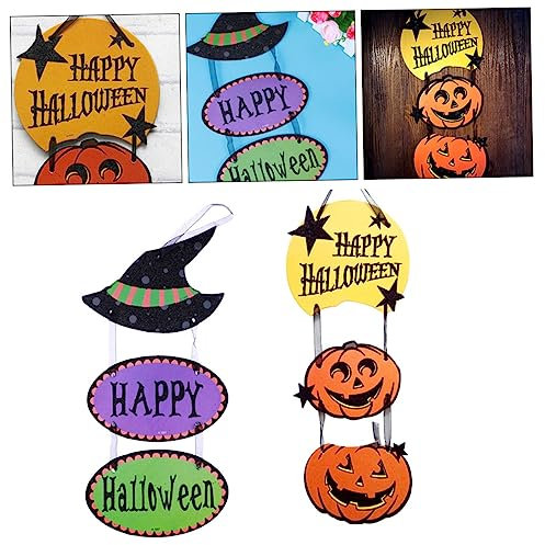 Cabilock 2 Piezas Decoración Colgante de Halloween para Puerta Adorno de Calabaza Colgante Decoración Creativa para Fiestas y