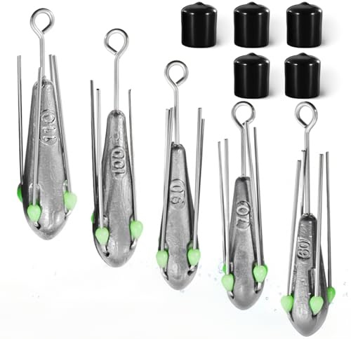 5 Sätze 58g/70g/78g/90g/110g Blei Set Birnenblei Angeln Blei Angeln Angelblei Bleigewichte mit 4 Beinen Angelgewichte Kit Angel Zubehör für Meeresangeln, Flussangeln, Bachangeln, Floßangeln