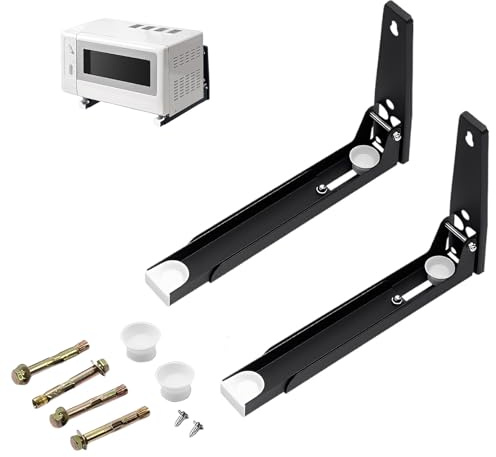 Universal Microwave Mount Bracket, Foldable Arm Adjustable Extensible Wall Hanging Microwave Brackets Oven Stand Shelf Rack, Set of 2