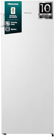 Hisense FV191N4AWD Gefrierschrank/ 143cm hoch/ 147 Liter/TotalNoFrost/SuperFreeze/Türalarm/BigBox/Türanschlag wechselbar/LED Beleuchtung/BxHxT: 55×143,4×56,2cm/ Weiß [Energieklasse D]