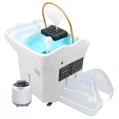 Equipo para Head Spa, lavacabezas extraíble con circulación del agua, con depósito de agua de 60 L, lavabo móvil equipado con 4 ruedas silenciosas, apto para Spa Head y salones de peluquería