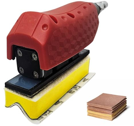 AxSand Straight Line Air Sander +13 contoured sanding blocks + 60 Sandpaper sheets .520 g lightweight,Low-fatigue control. For woodworking, furniture & metal prep. 1-year warranty.