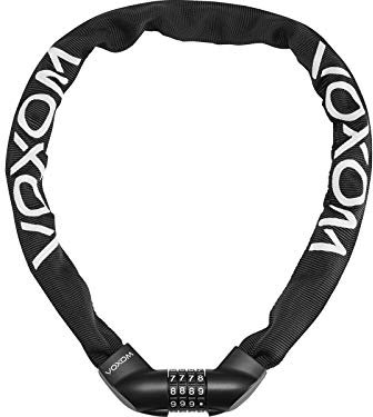 Voxom Fahrradschloss Sch3, Kettenschloss, 4-stelliger Zahlencode, Stahlkette, Schwarz, 6 x 900 mm