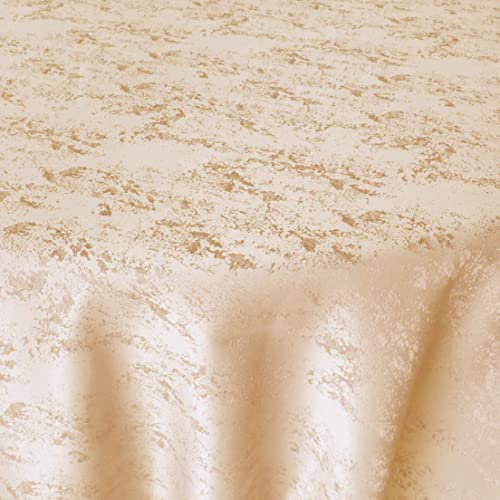DecoHomeTextil Heimtextilmanufaktur Jacquard Tischdecke Granit Tischdecke Oval Champagner 135 x 180 cm Meliert mit Lotus Effekt Größe & Farbe wählbar
