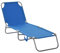 Outsunny Bain de Soleil transat Pliable Dossier réglable Multipositions métal et Polyester Bleu