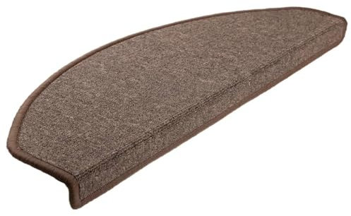 vidaXL 15x Treppenmatte Stufenmatte Stufenschoner Treppenschoner Treppenteppich Treppenschutz Matte Matten Teppich Halbrund Kaffeebraun 65x24x4 cm