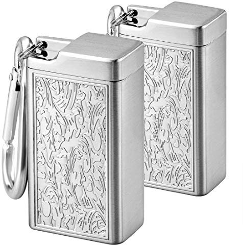 2 x Zigaretten Taschenascher Taschenaschenbecher geruchsdicht | Mini-Aschenbecher | Reise-Aschenbecher - für unterwegs - Aschenbecher to go,2PCSSilver