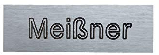 Klingelschild/Briefkastenschild Alu 90 x 30 mm : SOFORTGRAVUR + VORSCHAU : selbstklebend, eloxiertes Aluminium gebürstet in Edelstahl-look mit Gravur