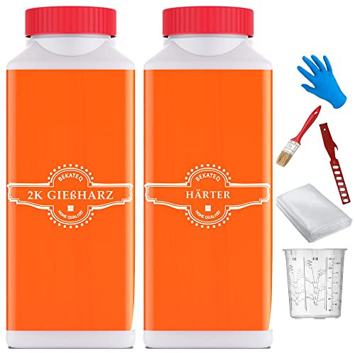 Epoxidharz mit Härter, GFK Reparatur Set für Boot, Auto, Modellbau, Fahrzeugbau - 1,5KG inklusive Rovinggewebe Glasgewebe 80g/qm - BEKATEQ BK-170EP