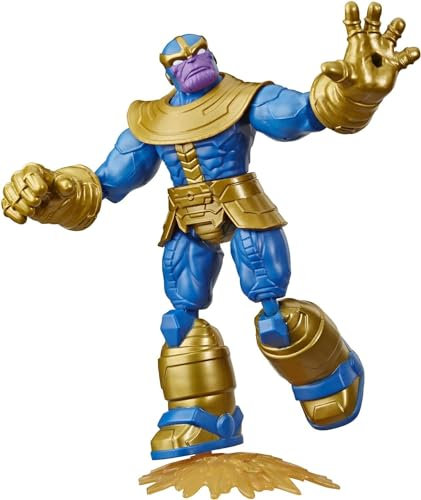 Marvel Avengers Bend And Flex Action Figure Toy, 15 cm Flexible Thanos Figure, Includes Blast Accessory, For Children Aged 6 and Up