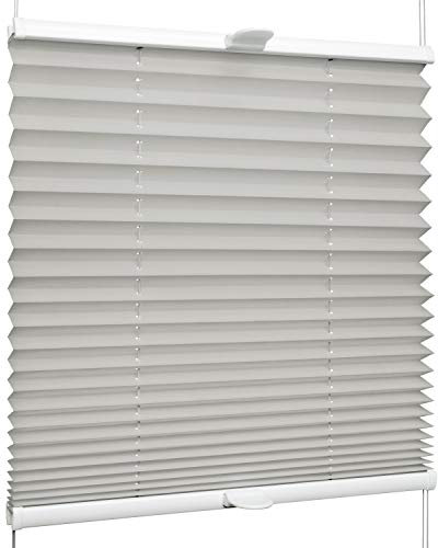 SchattenFreude Klemmfix-Plissee für Fenster | Mit Klemm-Haltern | Ohne Bohren | Grau, Breite: 110cm x Höhe: 130cm