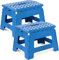 Utopia Home Faltbarer Tritthocker 9 Zoll, Anti-Rutsch-Oberfläche für Kinder und Erwachsene, tragbarer Kunststoff Klapphocker mit Tragegriff, 300 lbs Belastbarkeit, 2er Pack, Blau.