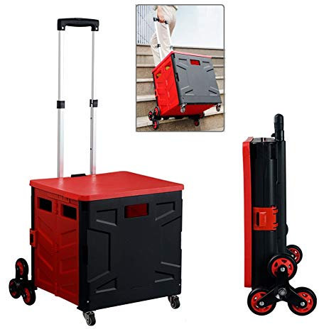ASN Einkaufskorb mit Rollen Kaufwagen Klappbox, Tragbarer Wagen, Klappbarer Wagen Zum Treppensteigen, Aufbewahrungsbox Mit Teleskopgriff, 65L (Size : 45L)