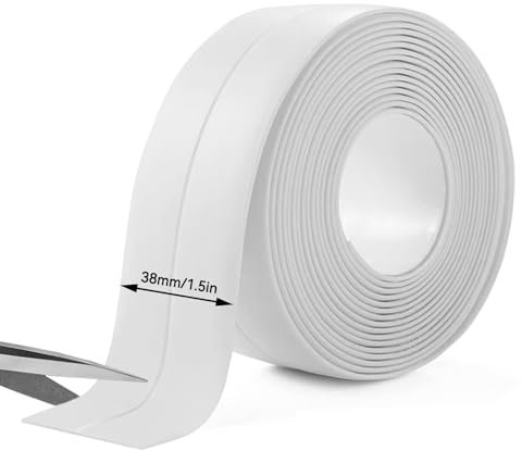 Agatige Tira de Calafateo Autoadhesiva, Tira de Sellado Impermeable de 3,2 m de Longitud Cinta de Calafateo Tira de Calafateo para bañera para Cocina, baño, Fregadero, 38 mm x 3,2 m