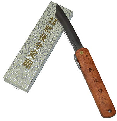HIGO NO KAMI Couteau de Poche Pliant Artisanal Japonais Higonokami Manche Bois Paddock Lame VG-10 Fait Main au Japon par Nagao Kanekoma