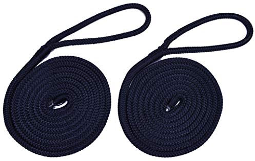 BORED? PARACORD! 1/4 Black Fender Line for Boats - Double Braided Nylon 6 Feet Marine Rope - 2 Pack